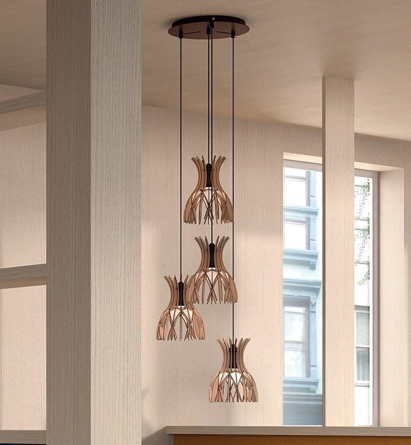 BOVER Led подвесной светильник из дерева Dome S/20/4l - Вид №1