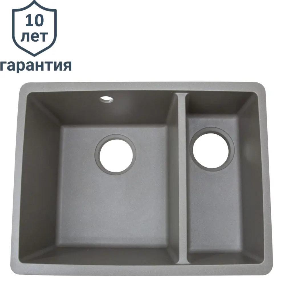 Мойка для кухни под столешницу KONSENSA 42x55 см глубина чаши 20 см кварц цвет серый 89426719 STLM-2043773 Lm 55x42 - Вид №2