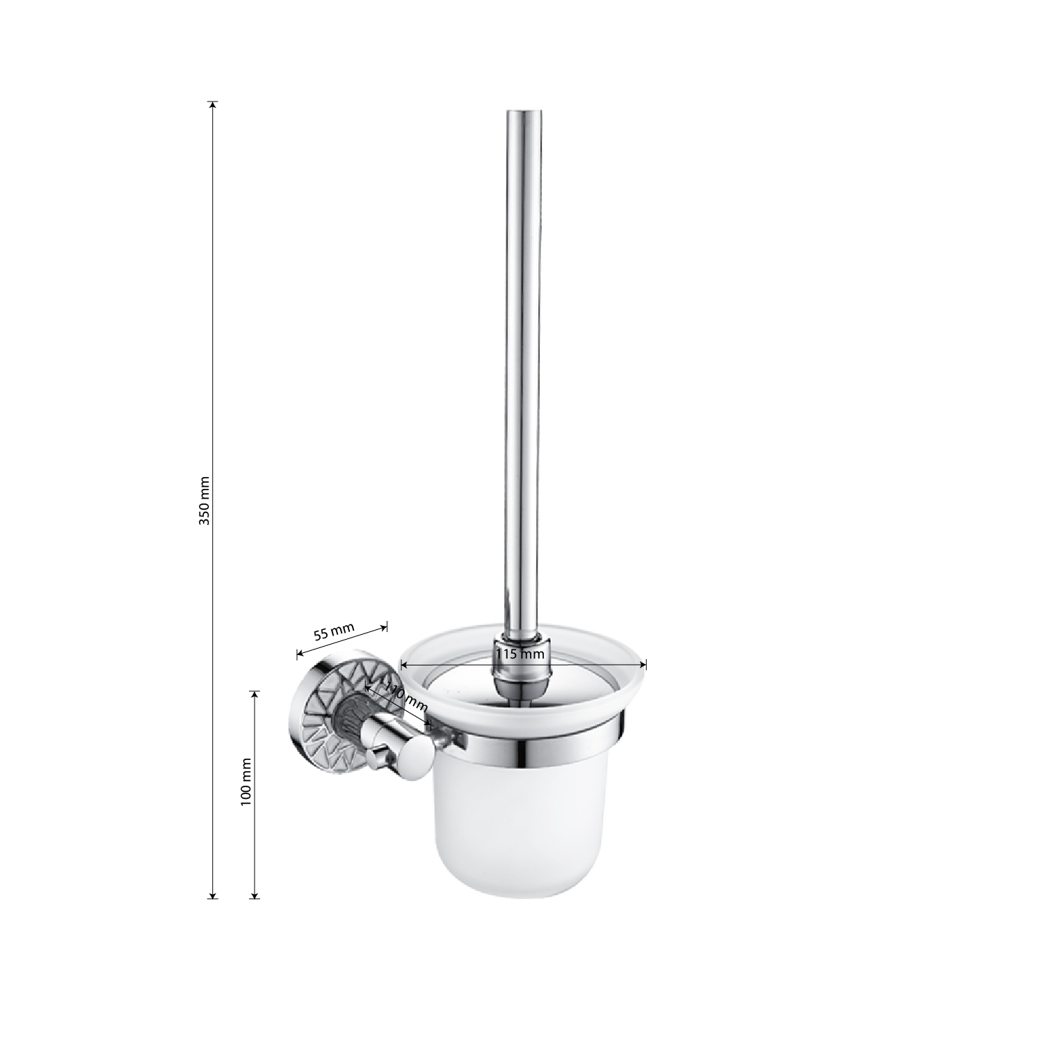 GFmark - Ёрш для унитаза стеклянный, с креплением к стене, с БЕЛОЙ МОЗАИКОЙ, код: 3205  - Вид №2