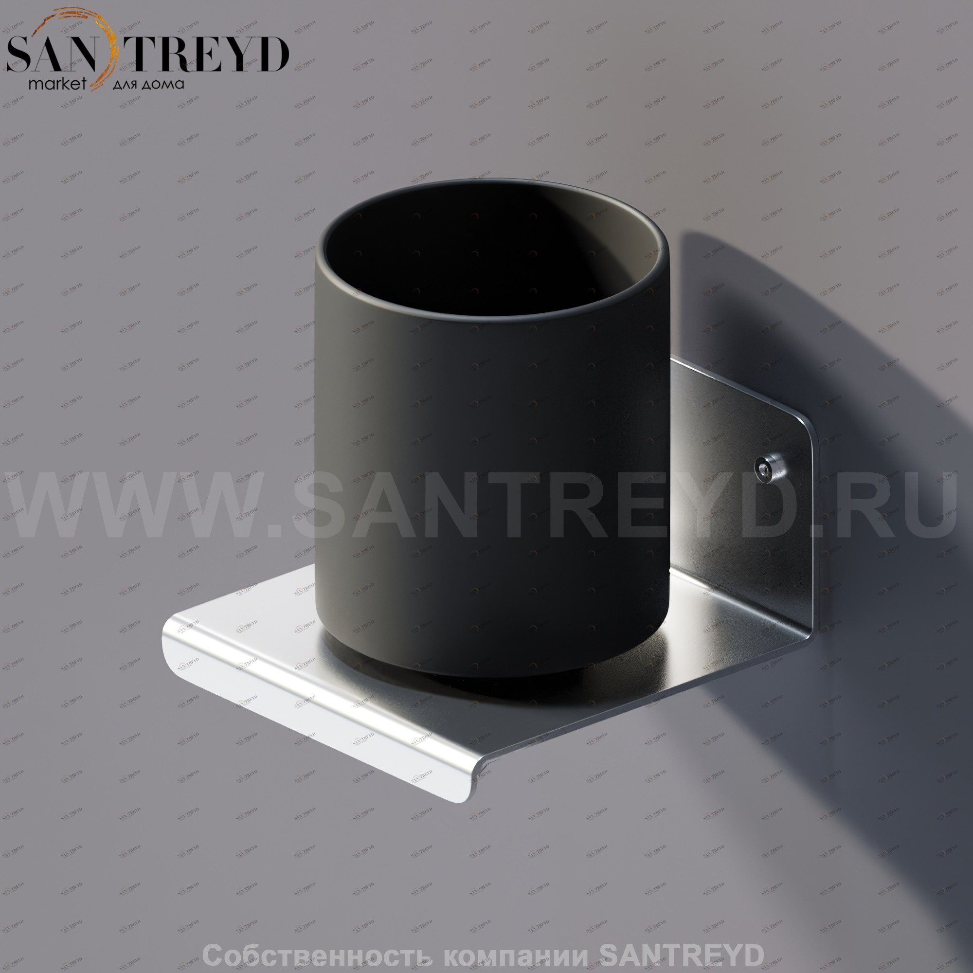 Agape MACH 2 Держатель для зубных щеток со стаканом из черного стекла хромированный сатин AMC20928SP