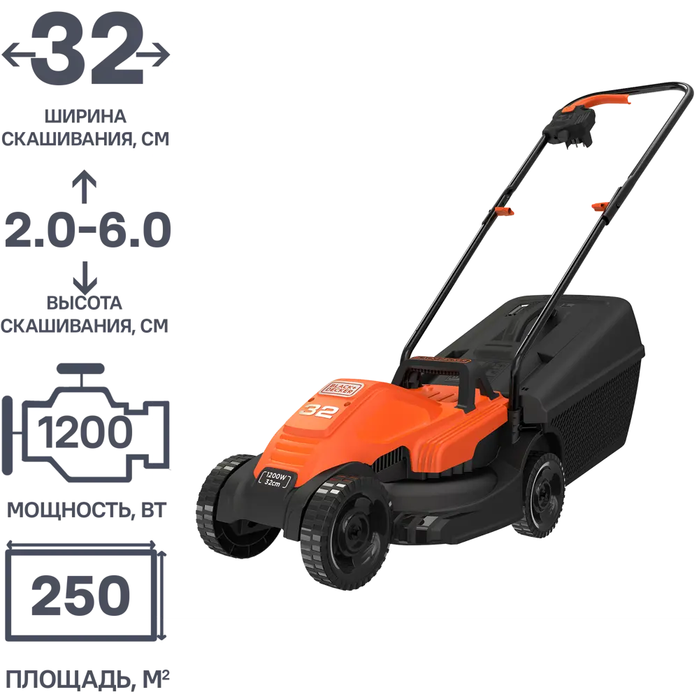 Газонокосилка электрическая Black&Decker BEMW451-QS 1200 Вт 32 см 82767651 STLM-2189686 BLACK + DECKER  - Вид №1