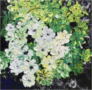 Картина на холсте 100х100 см "Красивые цветы" EVENHOME КАРТИНЫ МАСЛОМ 130024 Белый;зеленый;разноцветный