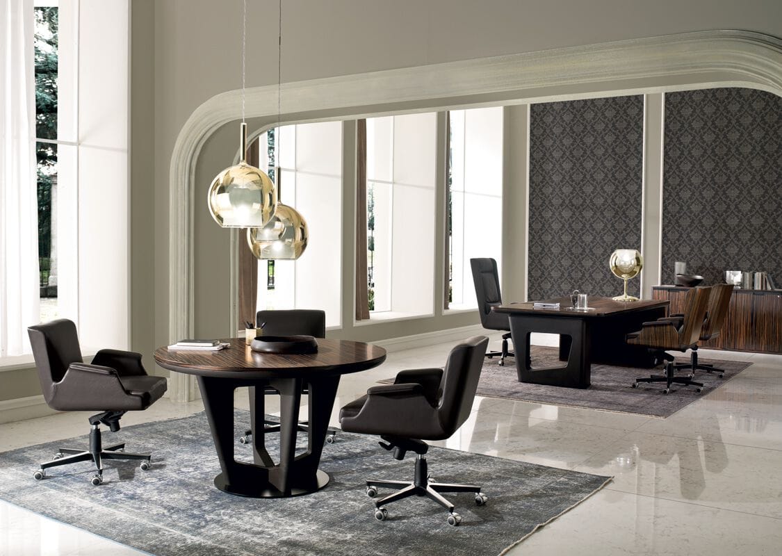 Вращающееся офисное кресло из кожи и дерева с подлокотниками i 4 Mariani ARCH-00111277 - Вид №6