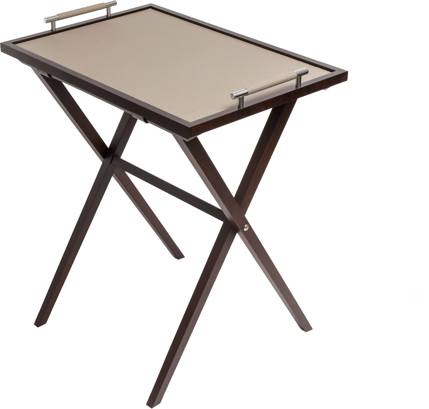 Стол складной Dedalo - 65X45XH68 см / ТЕМНО-КОРИЧНЕВЫЙ / плетеная кожа_серо-коричневый