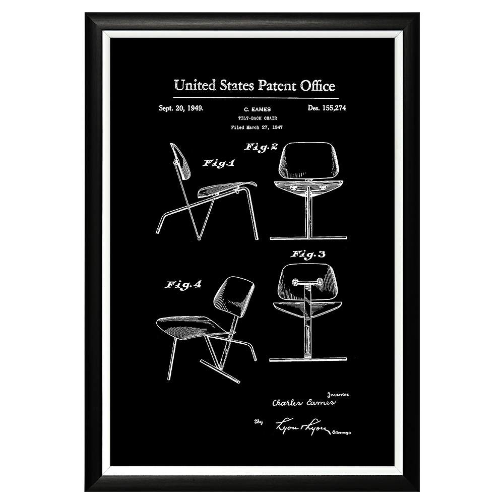 896521281_1818 Арт-постер «Патент Чарлза Имза на откидное кресло, 1949» Object Desire 