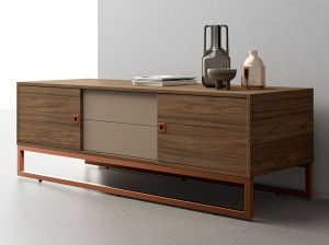 Деревянный офисный шкаф с распашными дверцами и ящиками