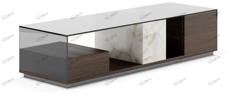 SM Living Couture Журнальный столик из фанерованной древесины, из мрамора и хрусталя Hoffman Tvn_06b