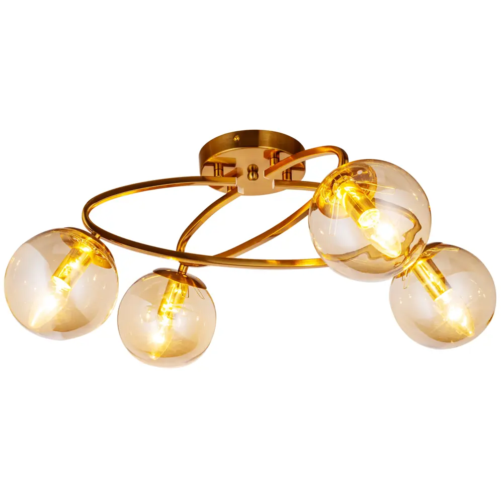 Люстра потолочная Enger 4 лампы 12 м² цвет золотой/медь LAMPLANDIA STLM-2000044 - Вид №1