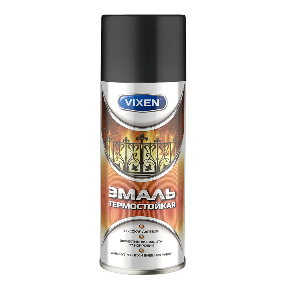 Эмаль аэрозольная термостойкая Vixen 500 мл цвет чёрный 82095465 STLM-2206117 