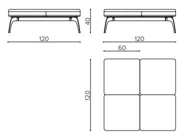 Квадратный пуф из ткани True Design Millepiedi ARCH-00045446 - Вид №3