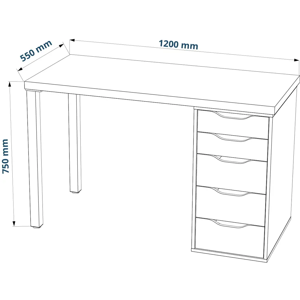 Письменный стол Santreyd Ингар с 5 ящиками - эргономичное рабочее пространство 89393056 STLM-1342605 - Вид №3
