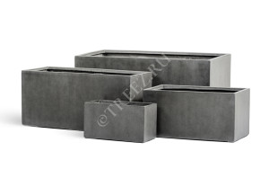 41.3319-02-019-GR-060 Кашпо  Effectory - серия Beton - Низкий прямоугольник - Тёмно-серый бетон Цветочная коллекция