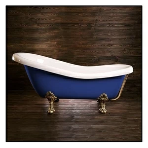 Ванна Akcjum Rectime 160 WR-03-05-BR-C овальная синяя с золотыми ножками