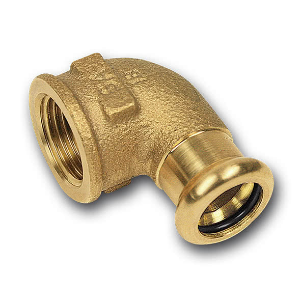 180902812 SANHA 8090G пресс-фитинг, бронза, угловой переход ВПр-ВР 28x1/2 мм  - Вид №1