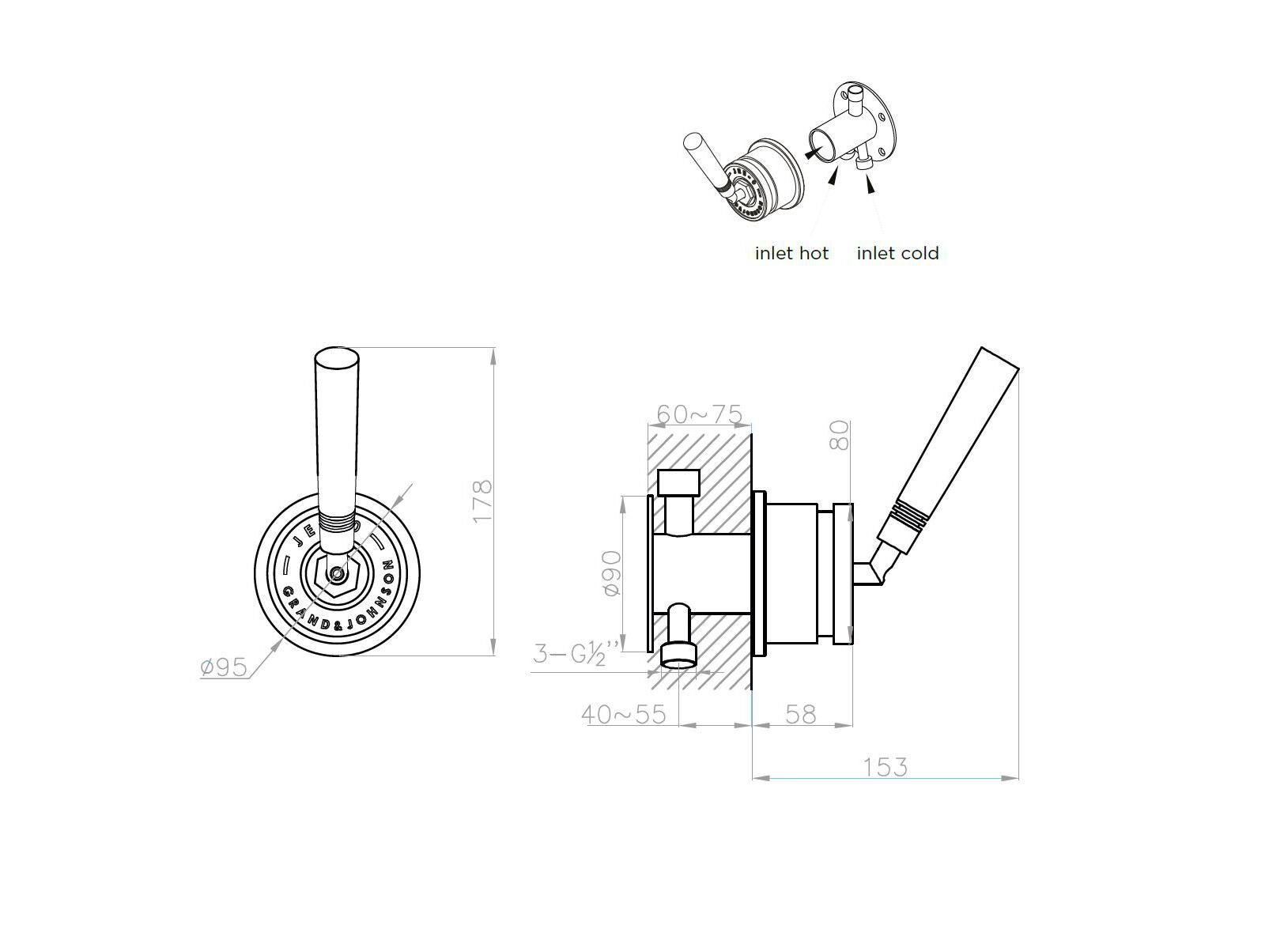 Душевая колонка из нержавеющей стали с ручным душем JEE-O ARCH-00009373 - Вид №4