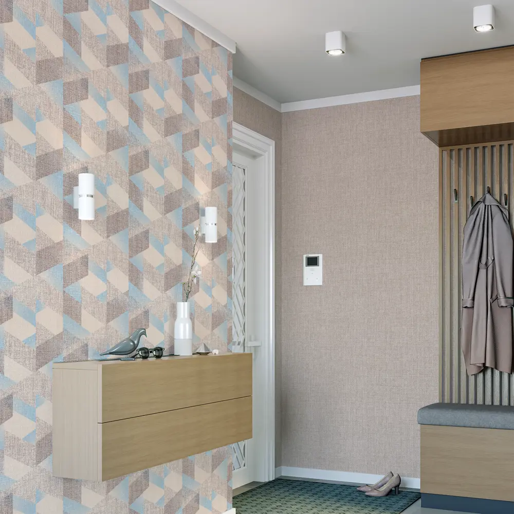 Palitra Family Modulis - Флизелиновые обои бежево-голубые с рельефной текстурой 83534085 STLM-0836281 - Вид №3