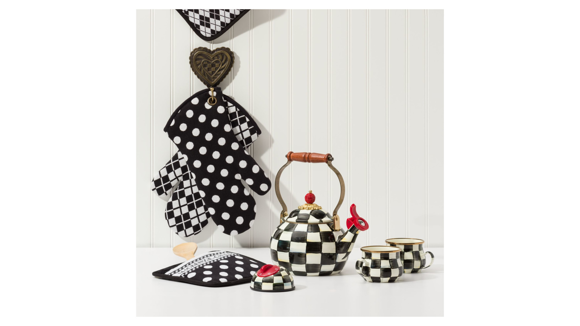 10623717 Mackenzie-Childs Чайник со свистком 2л Courtly Check D14xH21.6 Сталь  - Вид №2