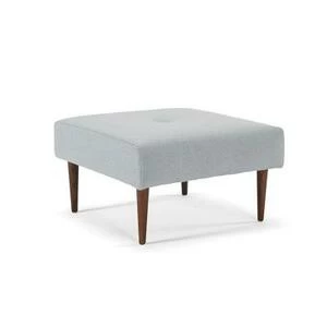 Пуф Recast с ножками из темного дерева и черной рамой, светло-голубой