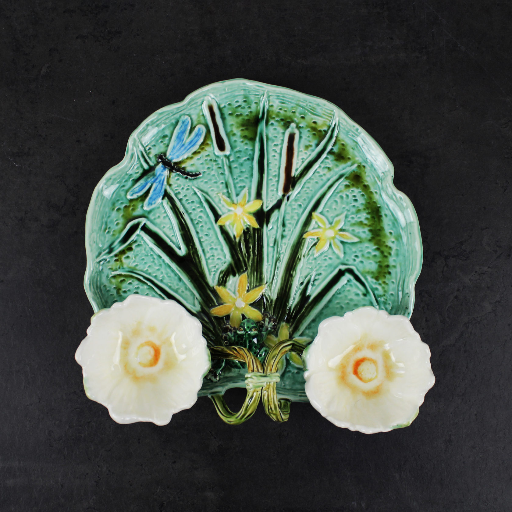 Блюдо для закусок (с двумя кувшинками) Бирюза/Салатовый PROVANSFAIENCE sun-id-994771 - Вид №8