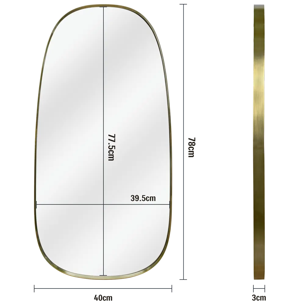 Зеркало декоративное KREAFORTA Glam Brass овальное 40x78 см металл цвет золотистый 89451069 STLM-2181402  - Вид №4