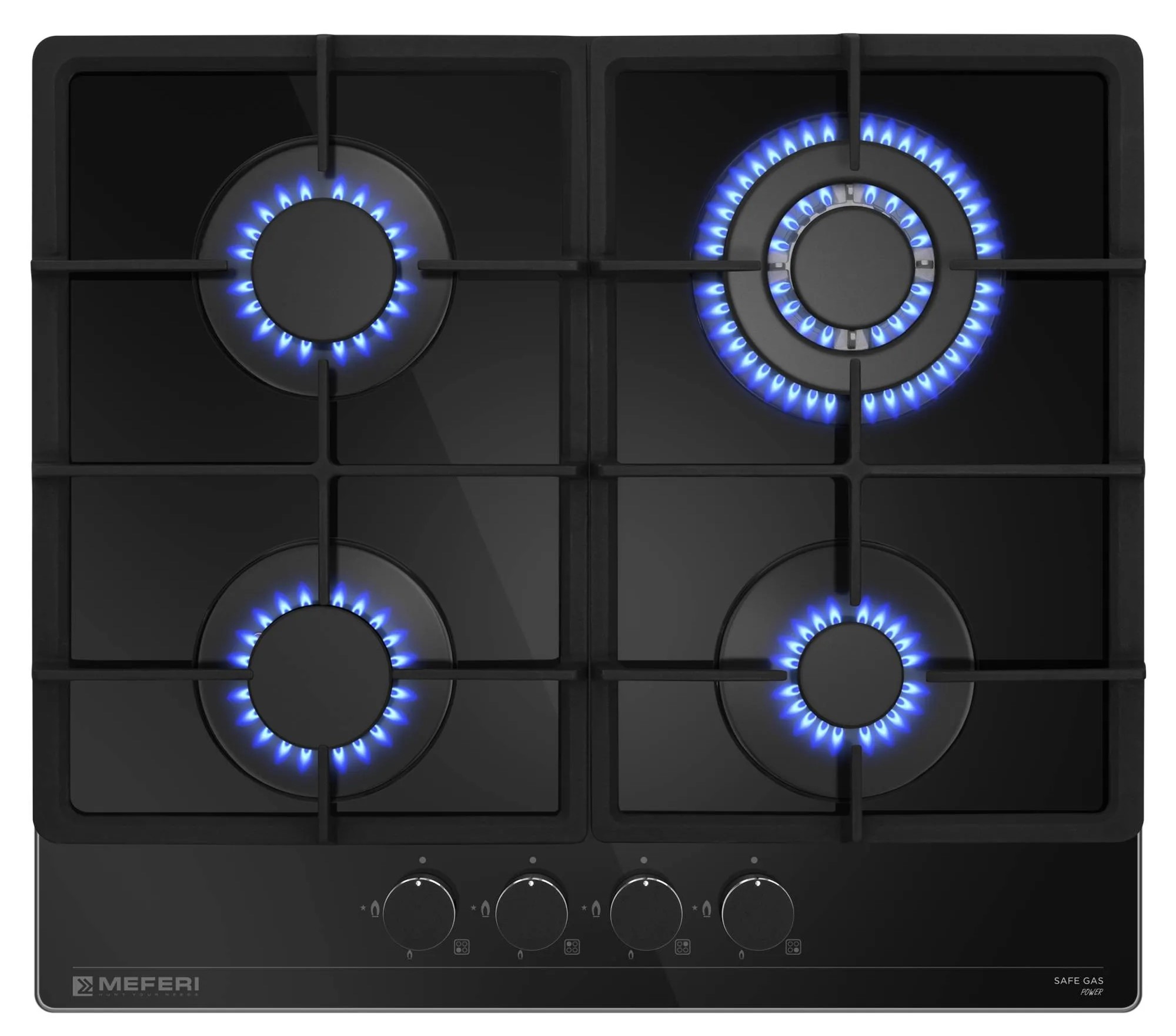 9168781 Газовая варочная поверхность Meferi MGH604BK GLASS POWER STDN-0146736 - Вид №2