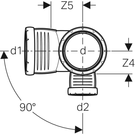 GEBERIT 393.562.14.1 Крестовина двухплоскостная комбинированная Geberit Silent-Pro 87,5°, правая  - Вид №2