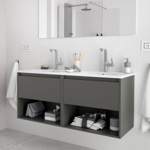 81298 SALGAR Тумба под умывальник NOJA 1200 1 ящик 1 место МАТОВЫЙ СЕРЫЙ + Раковина Мэтт Грей