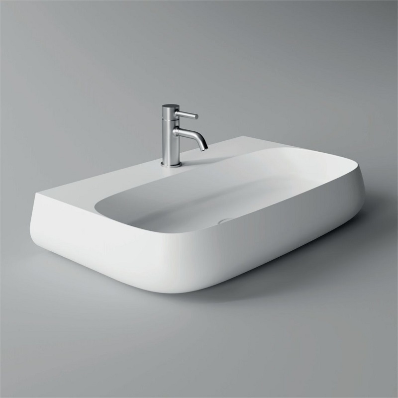 33170101.09 Подвесная раковина 750х450х140 мм Alice Ceramica Nur без перелива с 1 отверстием под смеситель Белый матовый