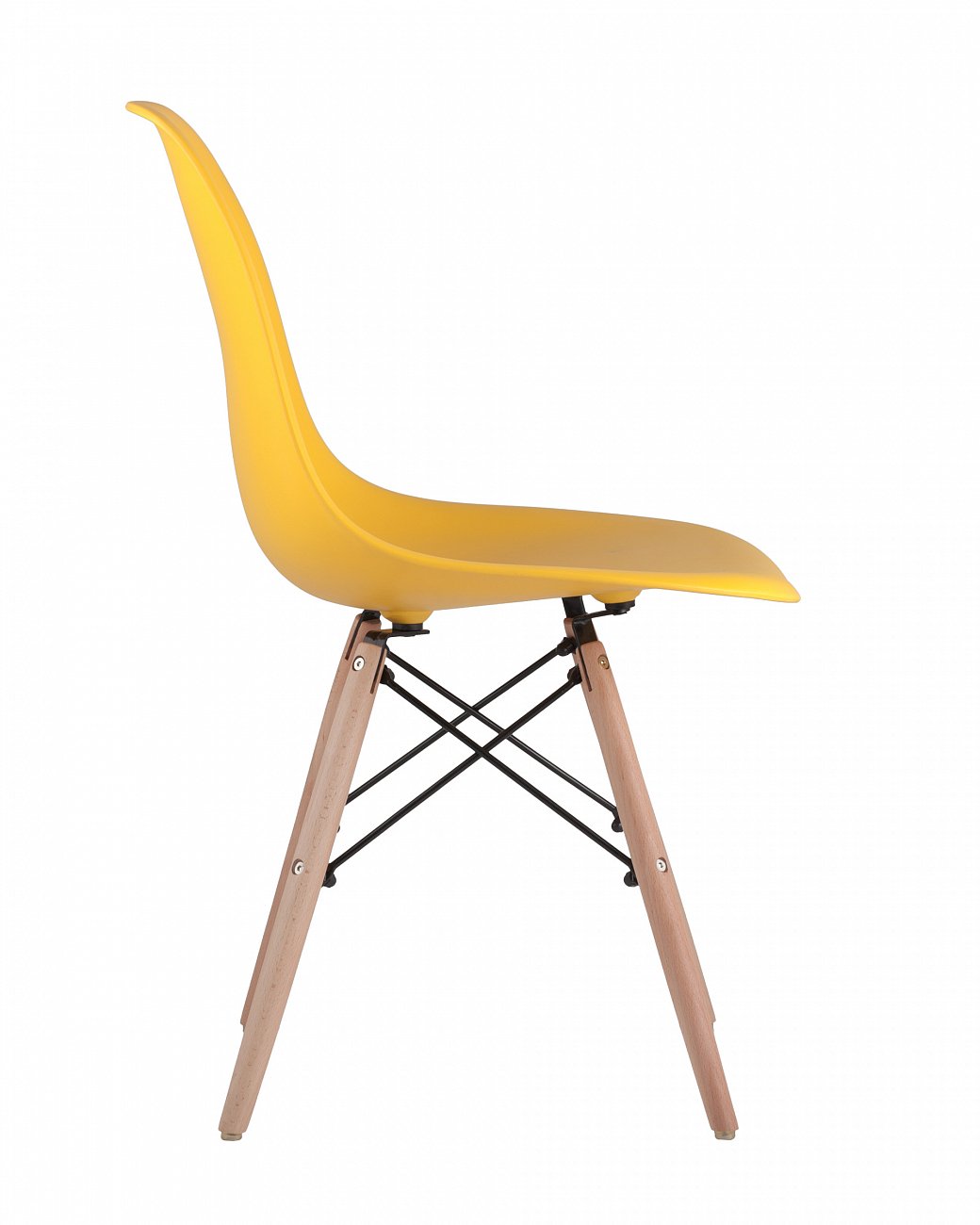 Стул со спинкой желтый с деревянными ножками Eames EAMES ДИЗАЙНЕРСКИЕ, EAMES DSW 00-3882019 Желтый  - Вид №1