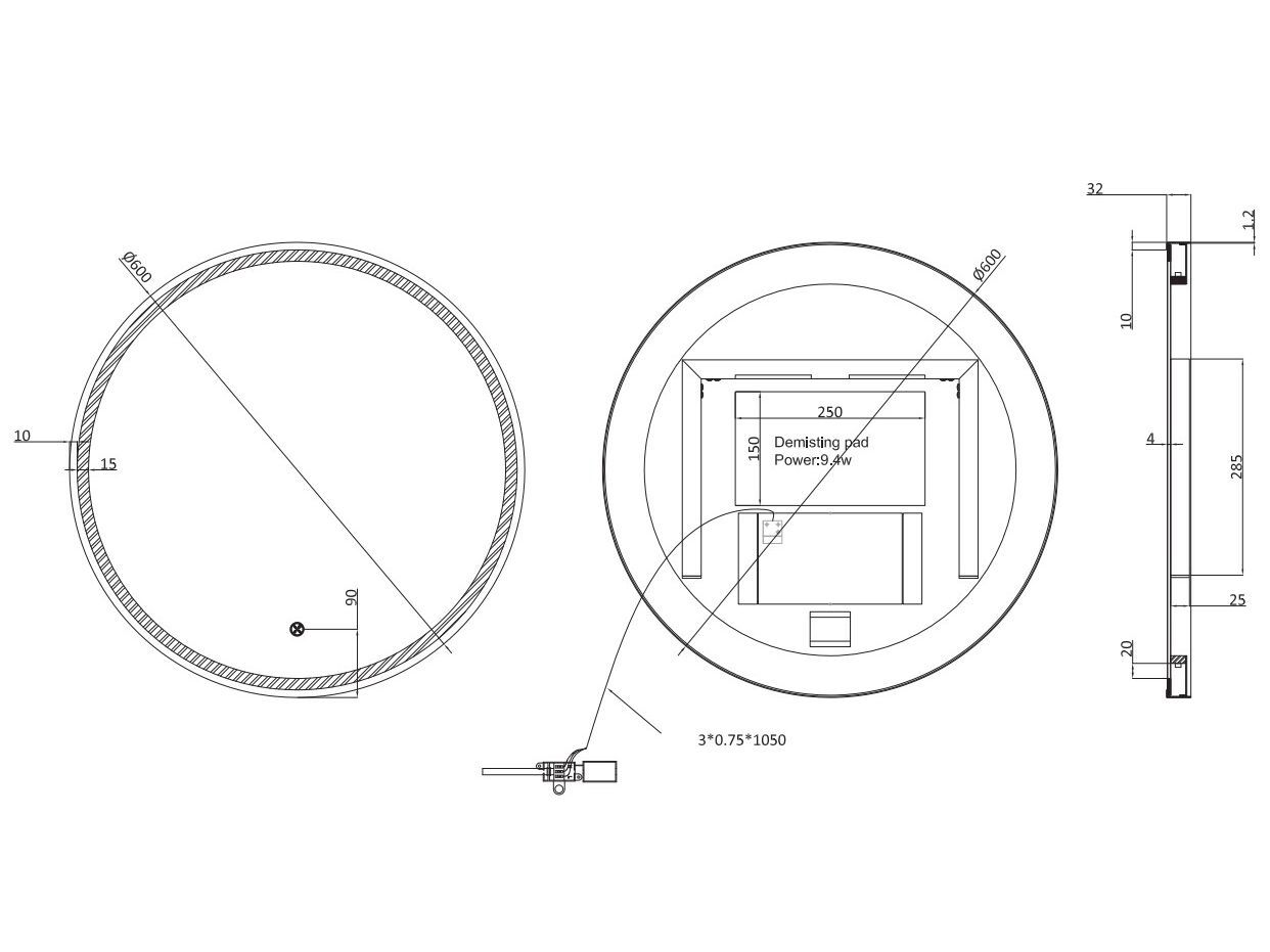 Зеркало из нержавеющей стали с настенной рамой CROSSWATER INFINITY ARCH-00042324 - Вид №2