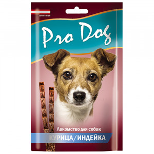 ПР0021853 Лакомство для собак Лакомые палочки с курицей и индейкой (3штх15г) 45г PRO DOG