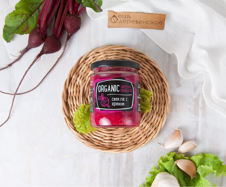 6843 Закуска овощная "Organic"свекла с хреном Вкусляндия 