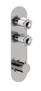 11542/2 БЕЛЫЙ-12542/2 ЧЕРНЫЙ Встроенный термостатический смеситель с 2 открытыми / закрытыми кранами на одной пластине (2 выхода). Bongio Fleur Blanc&Noir