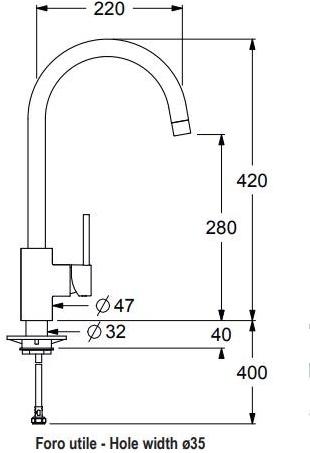 GUGLIELMI Кухонный смеситель, однорычажный, с поворотным изливом Sprint one Fgsp29102 - Вид №3