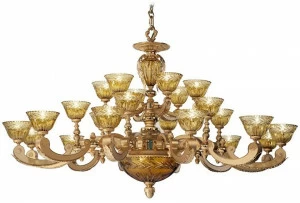 Possoni Illuminazione Люстра из чистого золота с пескоструйной обработкой и янтарным хрусталем Eden 265/24+3