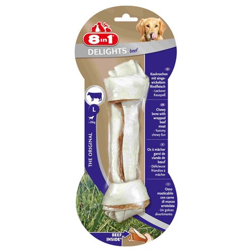 ПР0026078 Лакомство для собак DELIGHTS Beef L Косточка с гов. для крупных пород в блистере 21см 8 in 1 8 in 1 Pets 