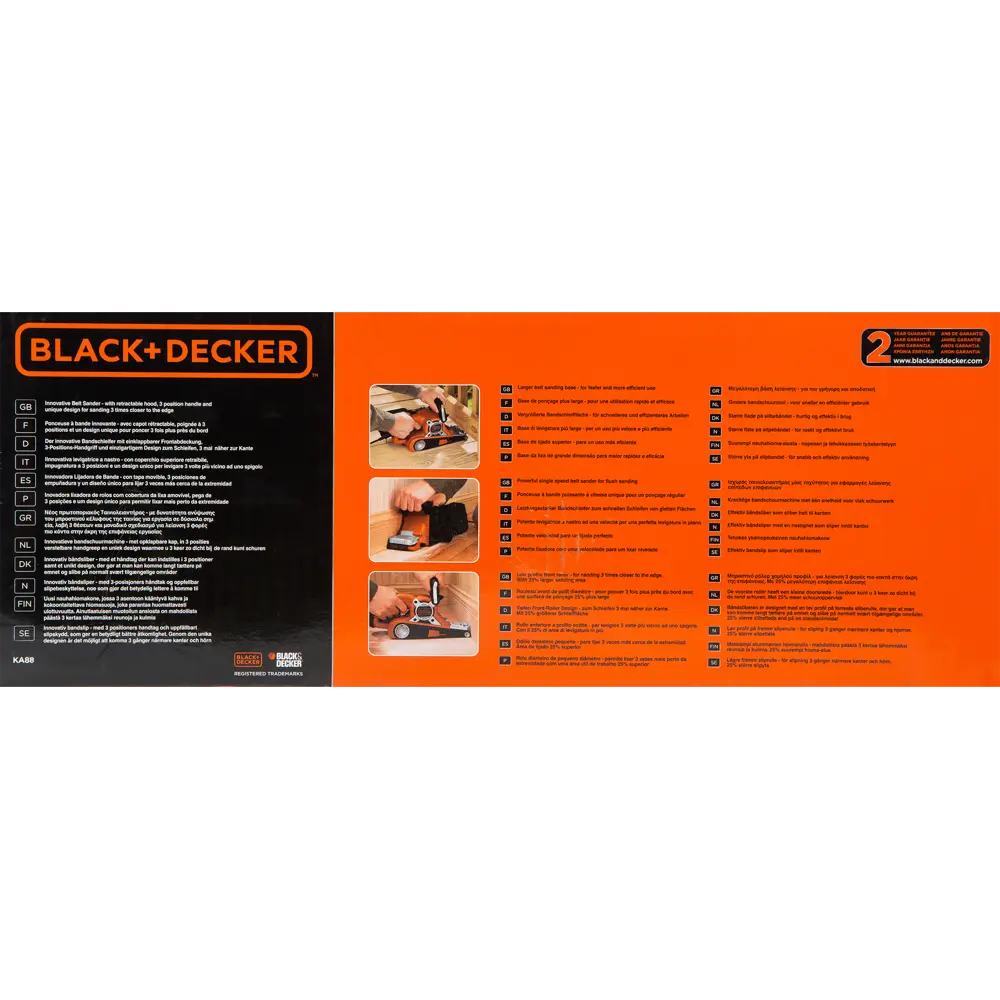 Ленточная шлифовальная машина сетевая Black&Decker KA88-QS, 720 Вт, 75x533 мм 13089524 STLM-2167081 BLACK + DECKER  - Вид №7