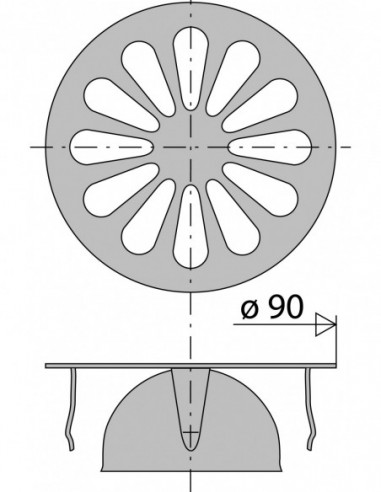 035300 000 00  Решетка-гирлянда для сливного трапа, Д. 90 мм, нержавеющая сталь Valentin Сталь  - Вид №2