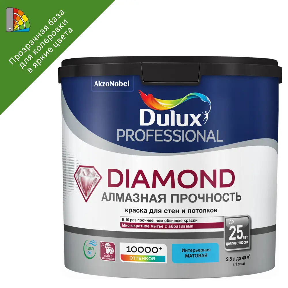 Краска Dulux Professional Diamond Matt - прозрачная база BC для колеровки 2.25 л 84734455