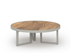 Круглый низкий стол из тикового дерева