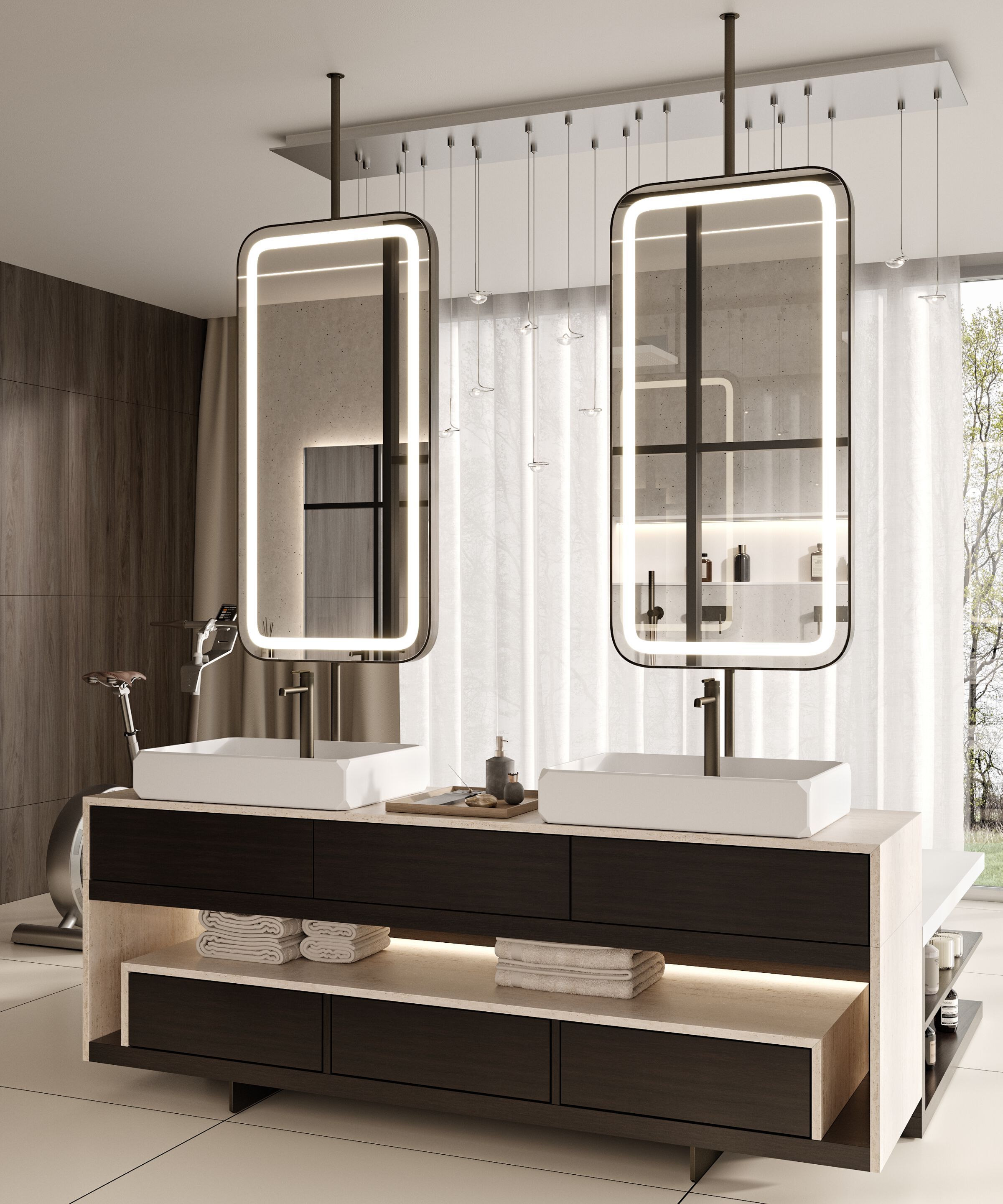 Прямоугольное подвесное зеркало со встроенным освещением MOMA Design MIRR FRAME SQUARE ARCH-00128479 - Вид №1