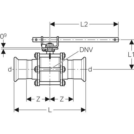 92101 Шаровой кран Geberit Mapress из нержавеющей стали с рукояткой, с двумя пресс-соединениями Geberit  - Вид №7