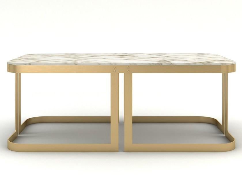 MARIONI Низкий прямоугольный журнальный столик из мрамора Clark sun-id-1397069 - Вид №1