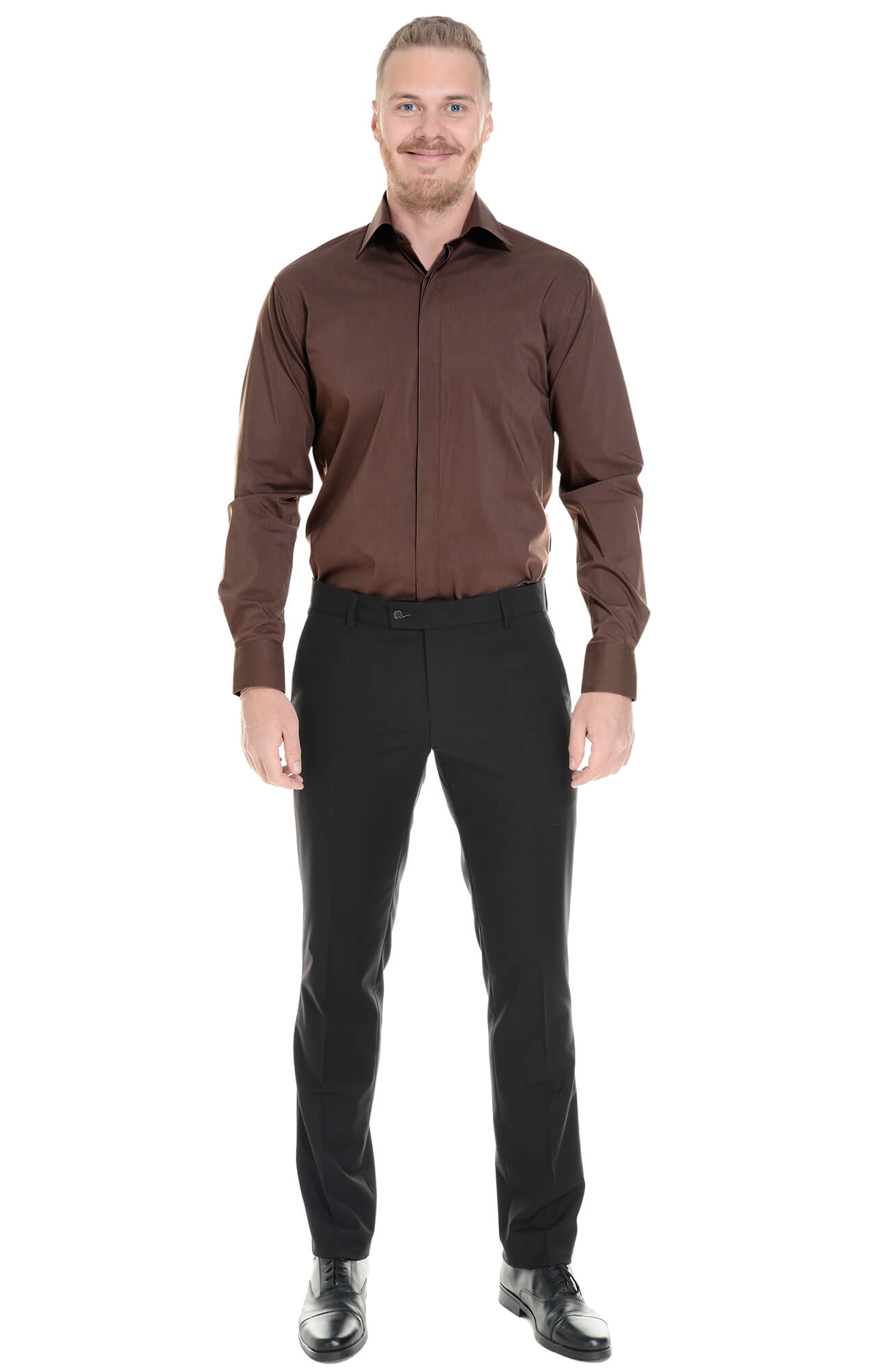 62448 Рубашка мужская  chocolate El-Risto  Корпоративная одежда  размер 39/170-176  - Вид №2