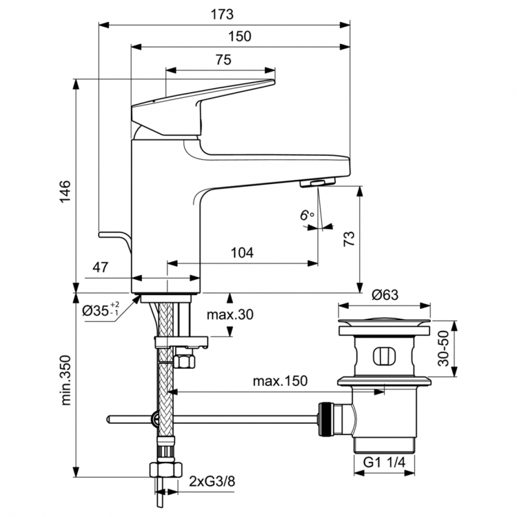 BD214AA Смеситель для раковины Ideal Standard CERAPLAN  - Вид №7