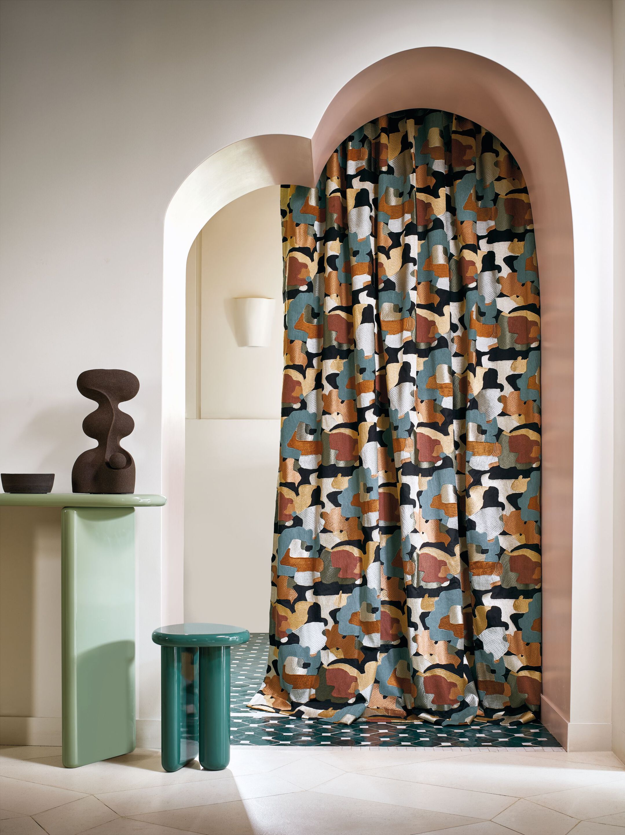 Многоцветная хлопковая вышитая ткань Casamance Parade ARCH-00090781 - Вид №1