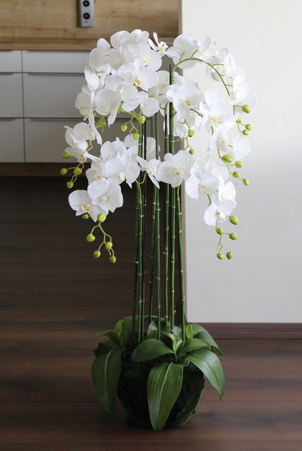 2860 777 a3 Пластиковая орхидея Phalaenopsis с 'почвой', 9-кратная, 120 см, real touch, белая H-andreas  - Вид №10