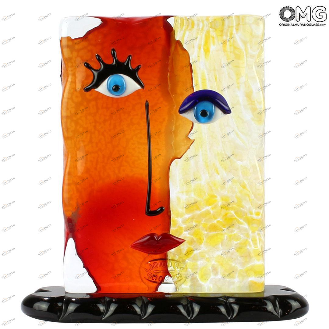 4708 ORIGINALMURANOGLASS Скульптура Голова Женщины - Pop Art - Original Murano Glass OMG 19 см PICASSO