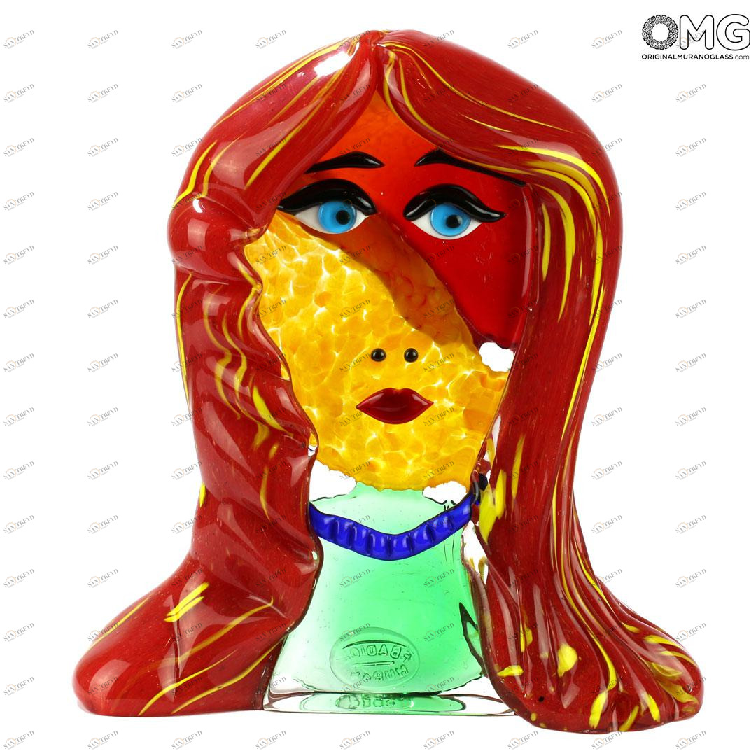 4720 ORIGINALMURANOGLASS Скульптура Голова Женщины - Pop Art - Original Murano Glass OMG 15 см 