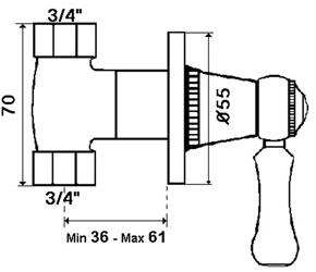 rvb Смеситель для душа на одно отверстие 1935 wood 1936.11.82-cc - Вид №1